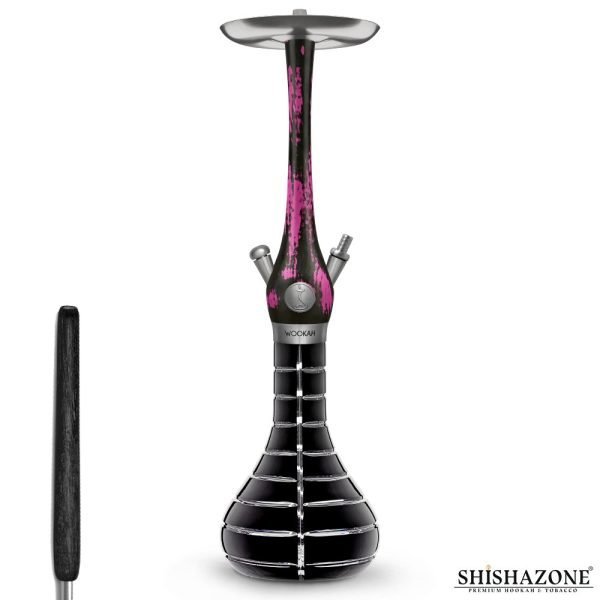 WOOKAH HOOKAH BLACK PINK STRIPED BLACK