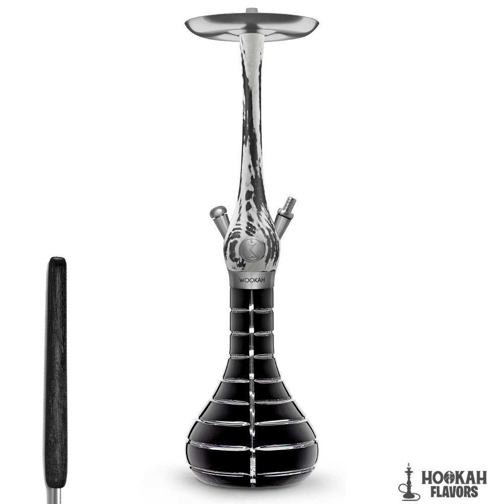 WOOKAH HOOKAH WHITE BLACK STRIPED BLACK