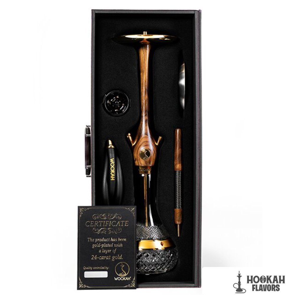 WOOKAH HOOKAH 24K GOLD PLATED WALNUT AMBER GOLD - Image 2