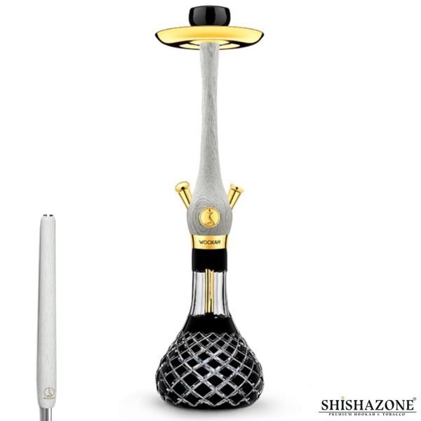WOOKAH HOOKAH 24K GOLD PLATED WHITE NOX CHECK BLACK