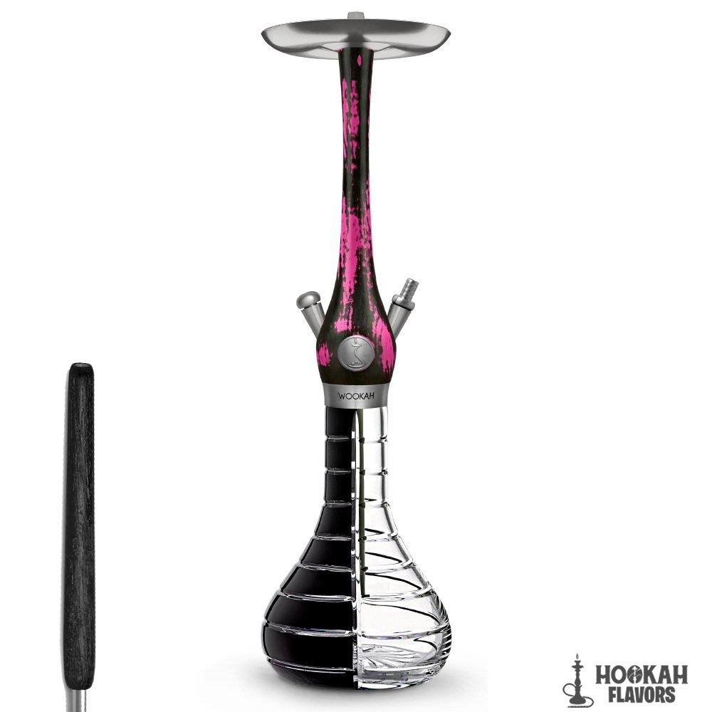WOOKAH HOOKAH BLACK PINK STRIPED BLACK CLEAR