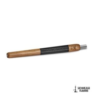 WOOKAH WOODEN MOUTHPIECE BLACK LEATHER – OAK