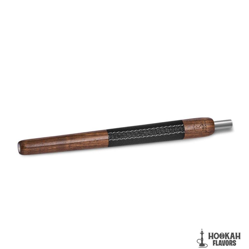 WOOKAH WOODEN MOUTHPIECE BLACK LEATHER – WALNUT
