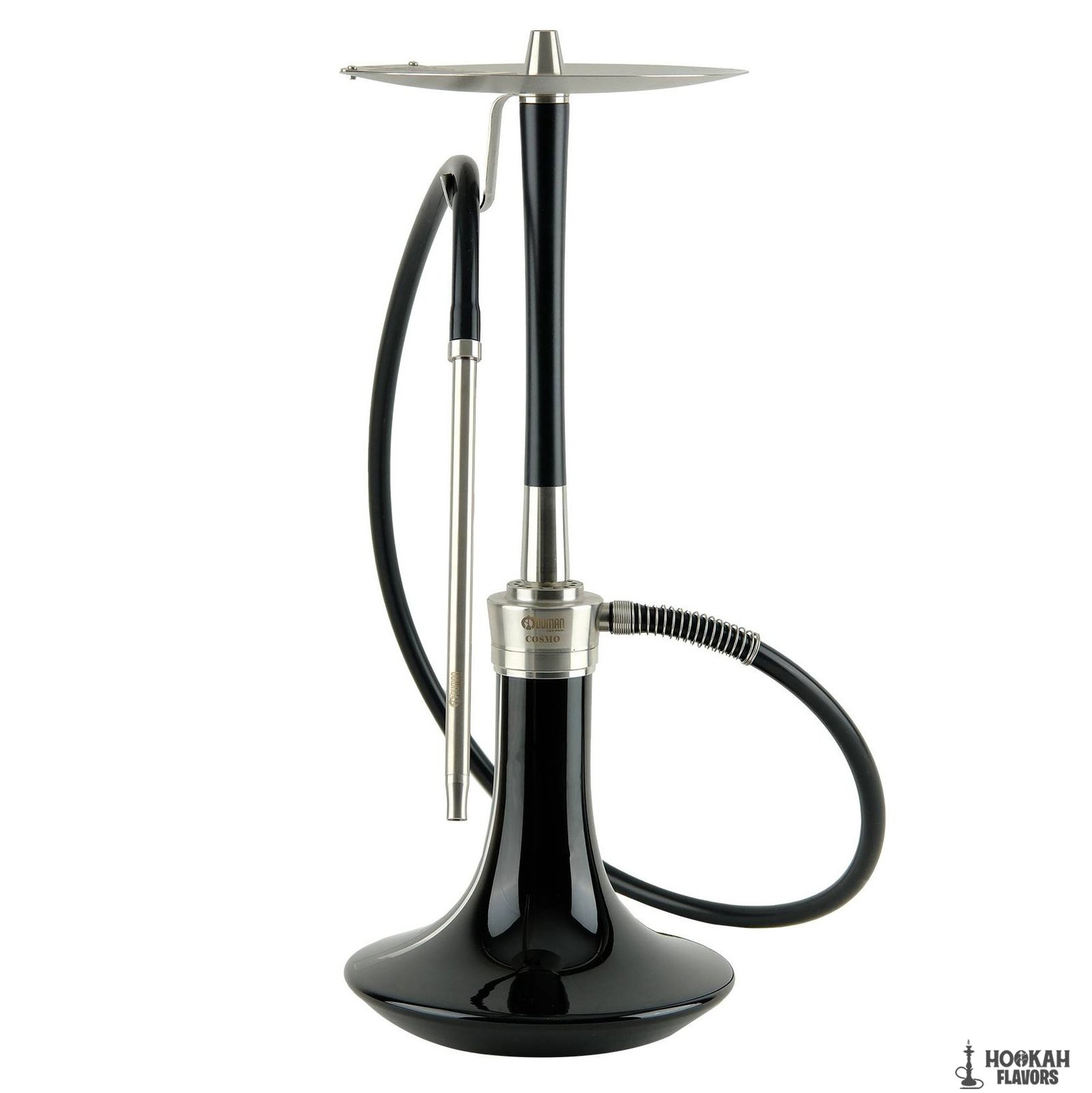 ODUMAN HOOKAH COSMO - SILVER/BLACK BODY BLACK GLASS