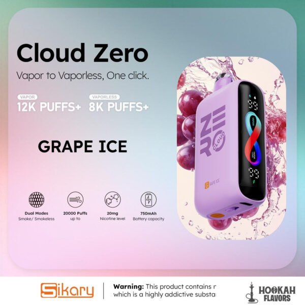 SIKARY CLOUD ZERO VAPE  GRAPE ICE
