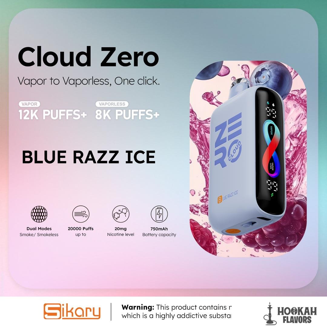 SIKARY CLOUD ZERO VAPE BLUE RAZZ ICE