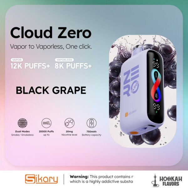SIKARY CLOUD ZERO VAPE  BLACK GRAPE